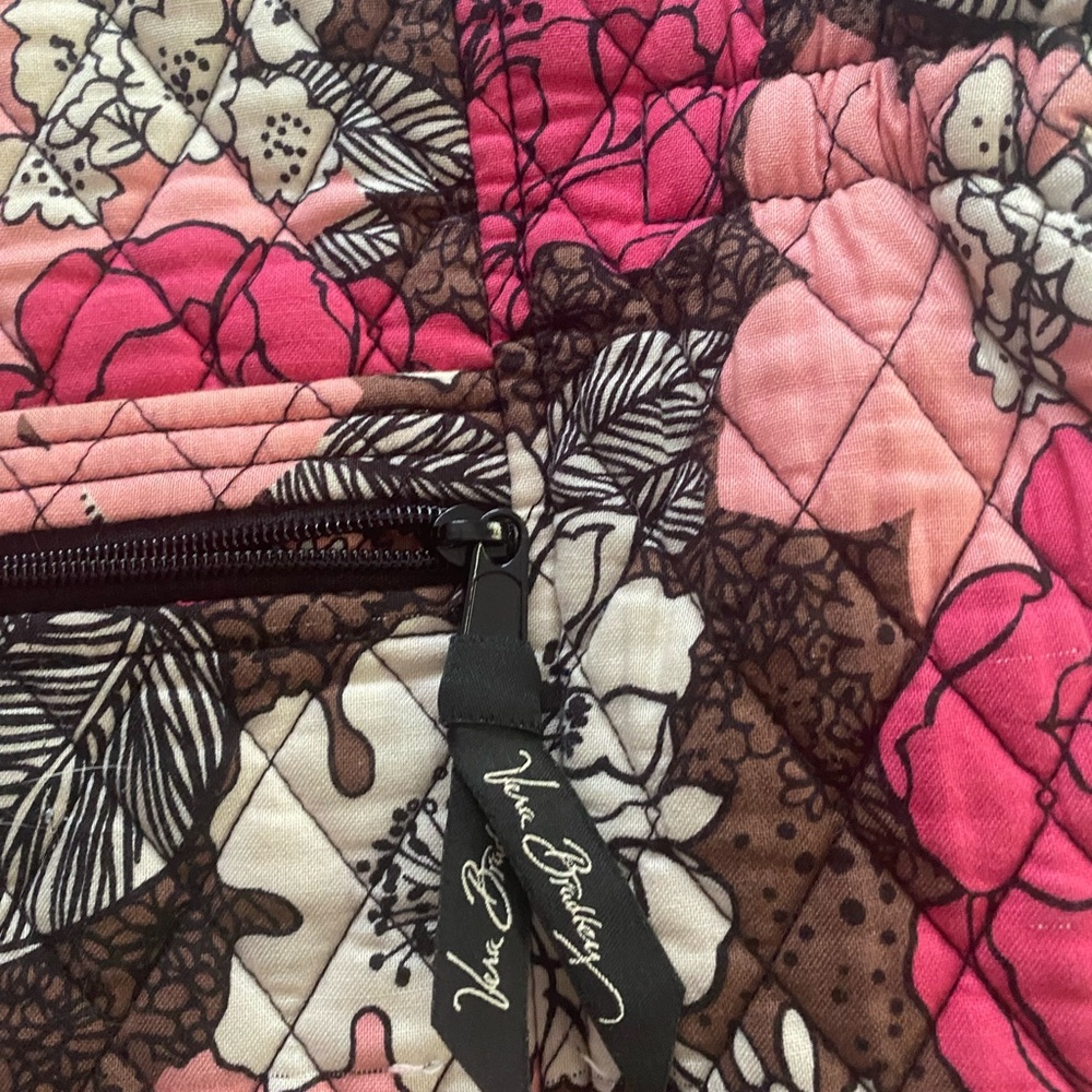 Vera Bradley retired mocha rouge shoulder bag pink, brown, white floral pattern - Picture 5 of 16